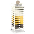 10 Drawer Rolling Storage Cart Organizer with 4 Universal Casters-Yellow