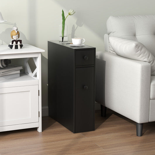 Costway Black Bathroom Cabinet Space Saver Storage Organizer-Black