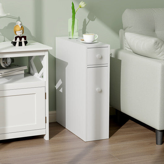 Costway White Bathroom Cabinet Space Saver Storage Organizer-White