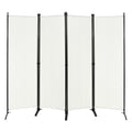 4-Panel  Room Divider with Steel Frame-White