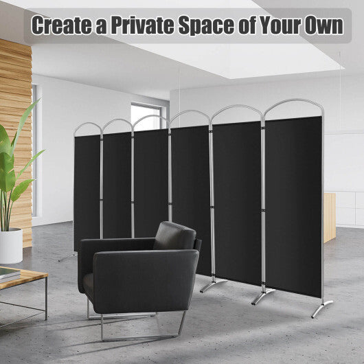6 Feet 6-Panels Freestanding Folding Privacy Screen-Black