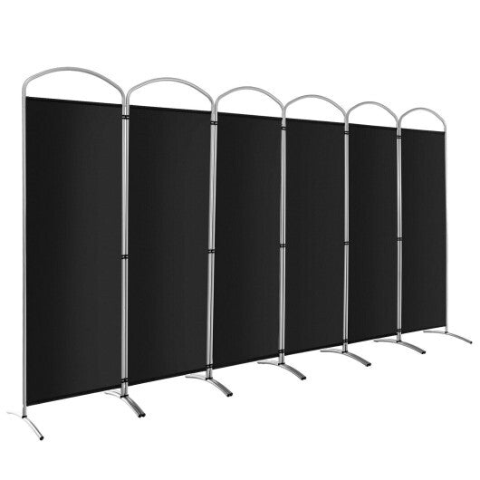 6 Feet 6-Panels Freestanding Folding Privacy Screen-Black