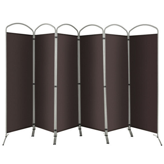 6 Feet 6-Panels Freestanding Folding Privacy Screen-Brown