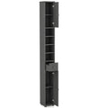 Freestanding Slim Bathroom Cabinet with Drawer and Adjustable Shelves-Gray