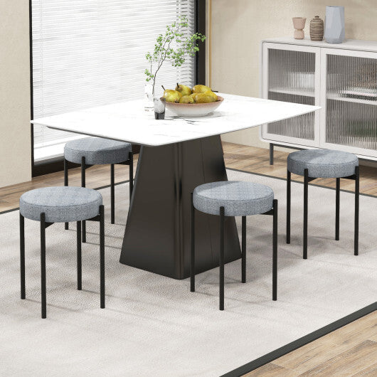 Costway Bar Stools Set of 4 Upholstered Kitchen Stools with Foot Pads-Light Gray