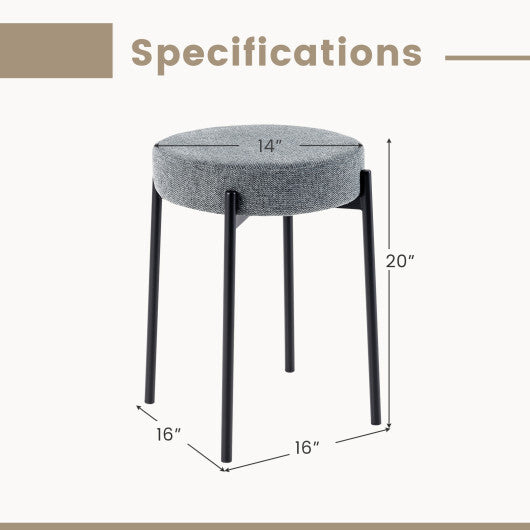 Costway Bar Stools Set of 4 Upholstered Kitchen Stools with Foot Pads-Light Gray