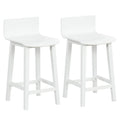 Costway Wood Bar Stools Set of 2 with Solid Back and Seat-White