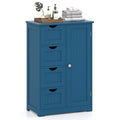 Free-Standing Wooden Cabinet with 4 Drawers and Door Cabinet-Blue