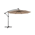 10 Feet Solar Offset Hanging Umbrella with 40 Lamp Beads and Solar Panel-Tan
