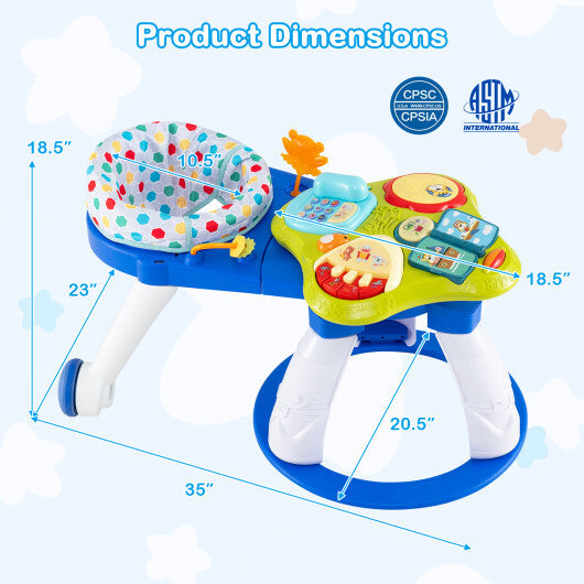 3 in 1 Baby Stationary Activity Center with Educational and Music Function Tabletop-Blue - Color: Blue