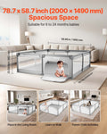 Baby Playpen, 78.7 x 58.7 Large Toddlers Playpen, Indoor/Outdoor Baby Fence Play Yard with 50 Ocean Balls, Zippered Door & Breathable Mesh, No-Gap Safety Activity Center for Babies Toddlers