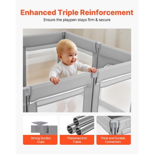 Baby Playpen, 47.2 x 47.2 Foldable Toddlers Playpen, Indoor/Outdoor Baby Fence Play Yard with Zippered Door & Soft Breathable Mesh, No-Gap Toddlers Activity Center for 6 -24 Months Babies
