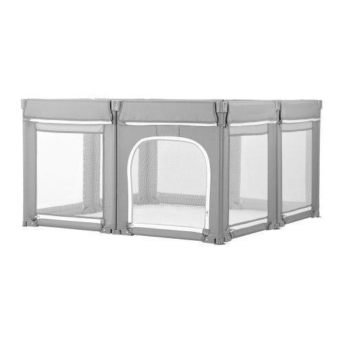 Baby Playpen, 47.2 x 47.2 Foldable Toddlers Playpen, Indoor/Outdoor Baby Fence Play Yard with Zippered Door & Soft Breathable Mesh, No-Gap Toddlers Activity Center for 6 -24 Months Babies