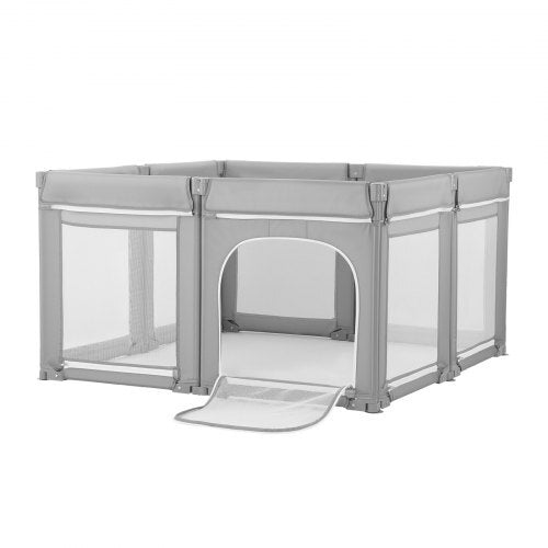 Baby Playpen, 47.2 x 47.2 Foldable Toddlers Playpen, Indoor/Outdoor Baby Fence Play Yard with Zippered Door & Soft Breathable Mesh, No-Gap Toddlers Activity Center for 6 -24 Months Babies