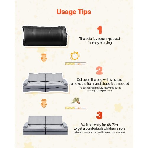 Modular Kids Play Couch, Sectional Toddler Sofa with Armrests, 28D Sponge & Short Pile, Convertible Kids Modular Couch DIY Creative Combination for Playroom, Bedroom, Living Room, 10 Pcs, Gray