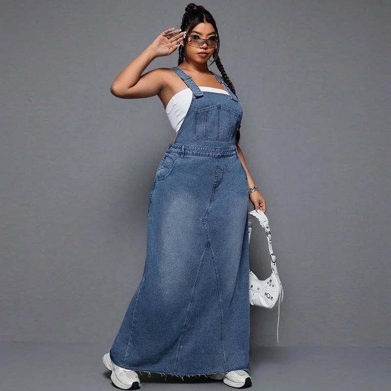 Women's Cool Denim Suspender Skirt