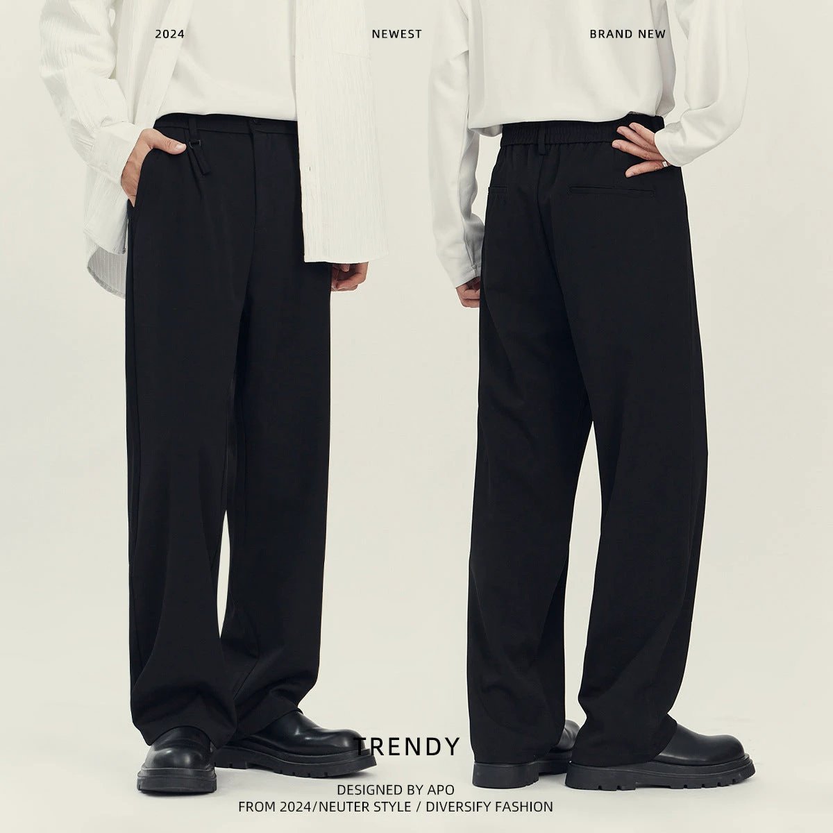 Men's Business Casual Draping Loose Straight Pants