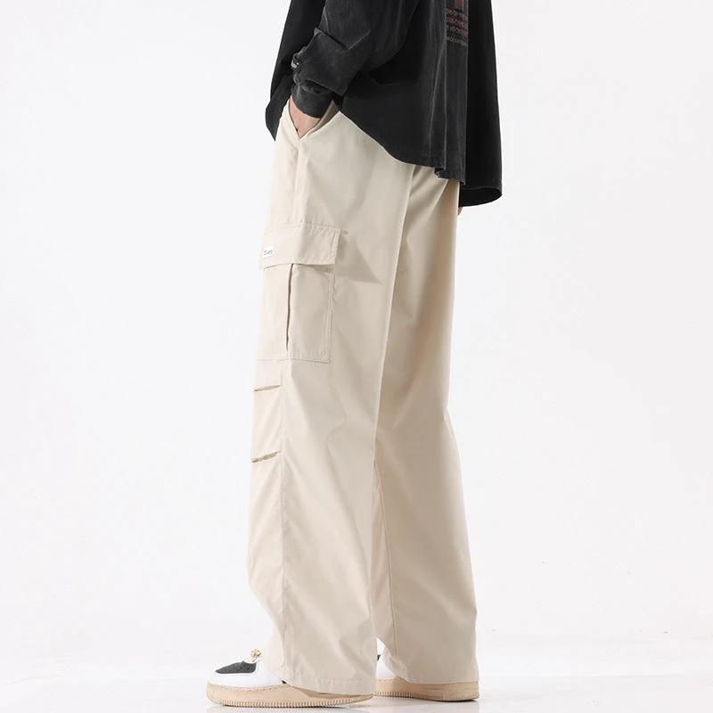 Retro High Street Fashionable Pleated Straight Cargo Pants