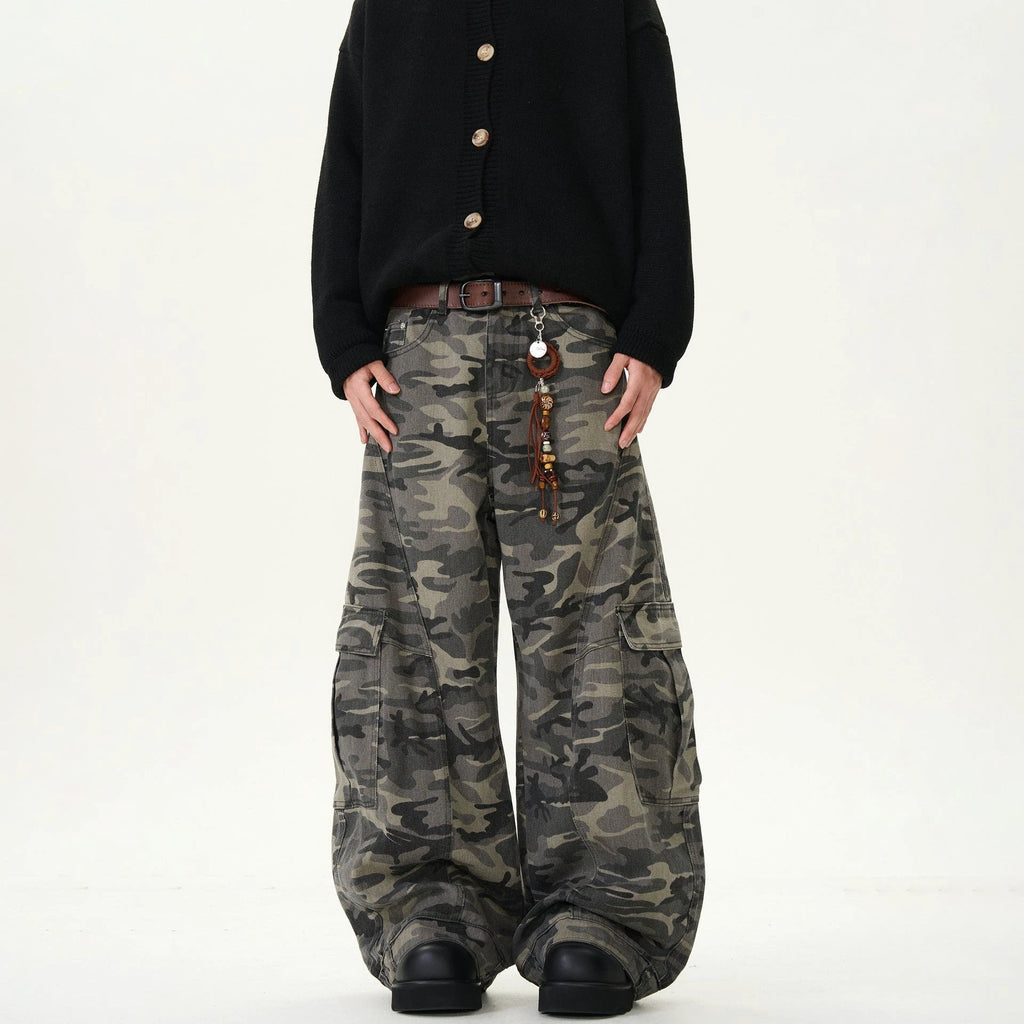 Men's Camouflage Loose Casual Retro Machete Jeans