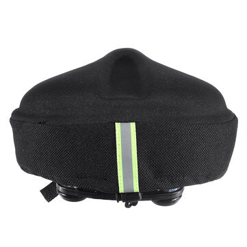 SGODDE 27x26cm Bike Saddle Memory Foam Comfort Breathable Reflective Bicycle Seat for MTB Exercise Bike E-Bike with Waterproof Cover