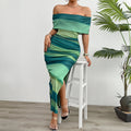 Women's Temperament Contrast Color Off-shoulder Tube Top Dress