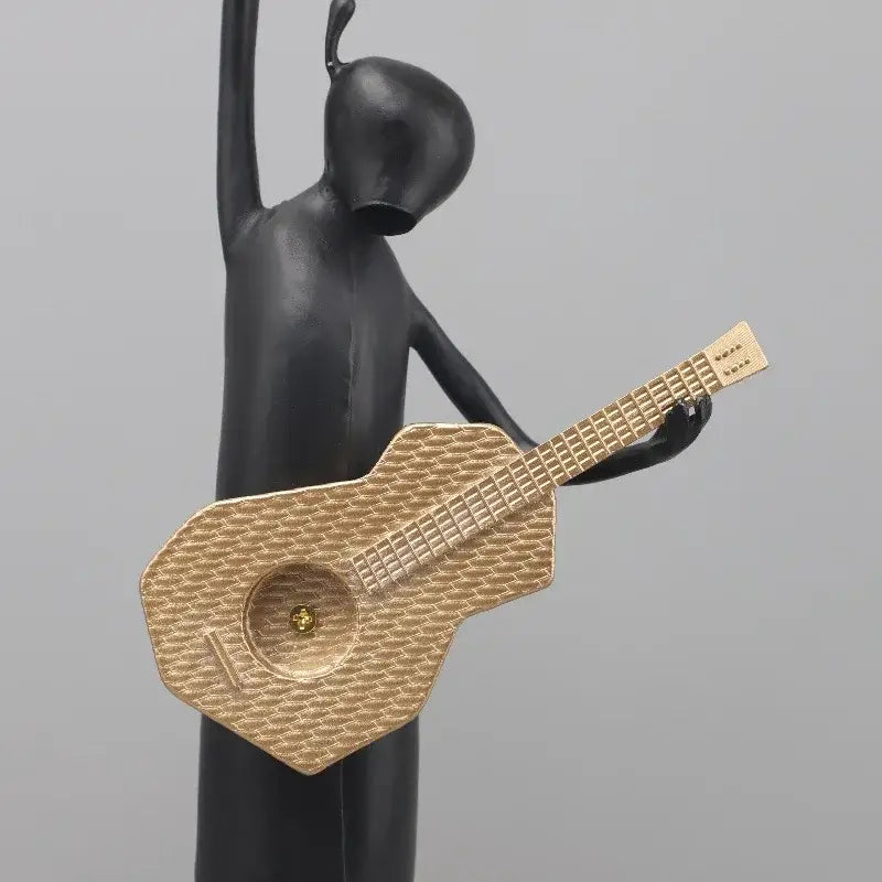 Abstract black and gold guitarist resin sculpture living room decor