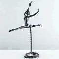 Abstract black metal ballerina dancer sculpture living room decor