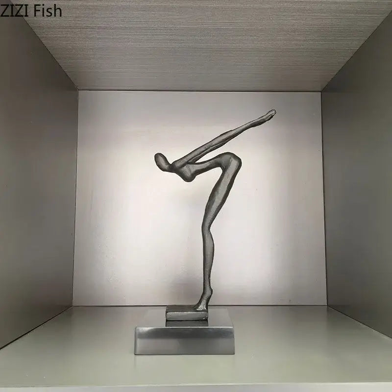 Abstract black metal gymnast statue desk ornament living room decor