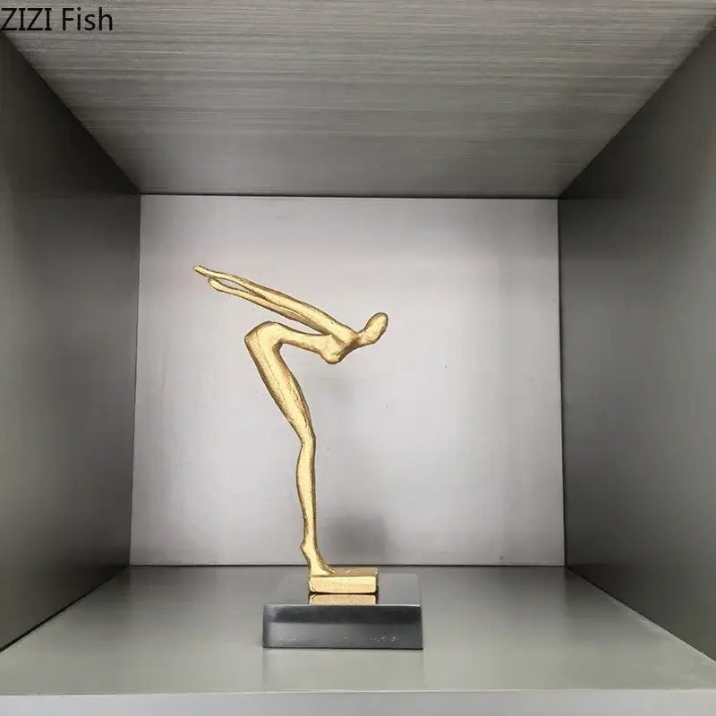 Abstract black metal gymnast statue desk ornament living room decor