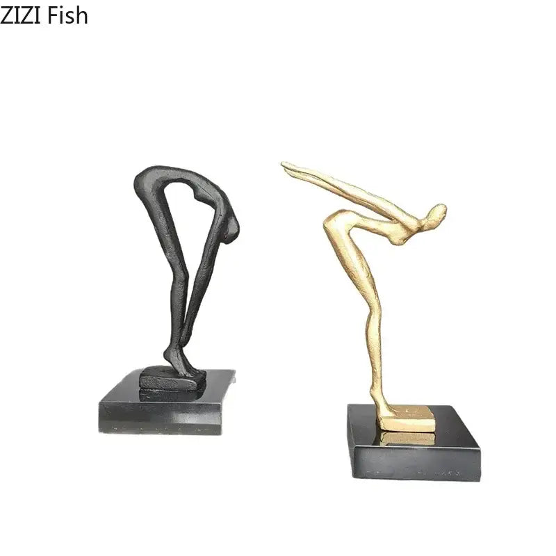 Abstract black metal gymnast statue desk ornament living room decor