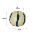 Abstract black stripes cream ceramic vase living room decor