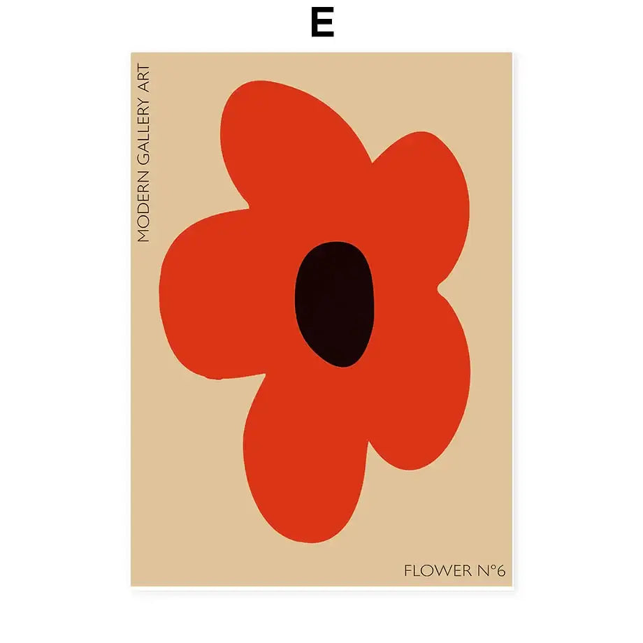 Modern vibrant floral typography wall art set of 6 living room prints
