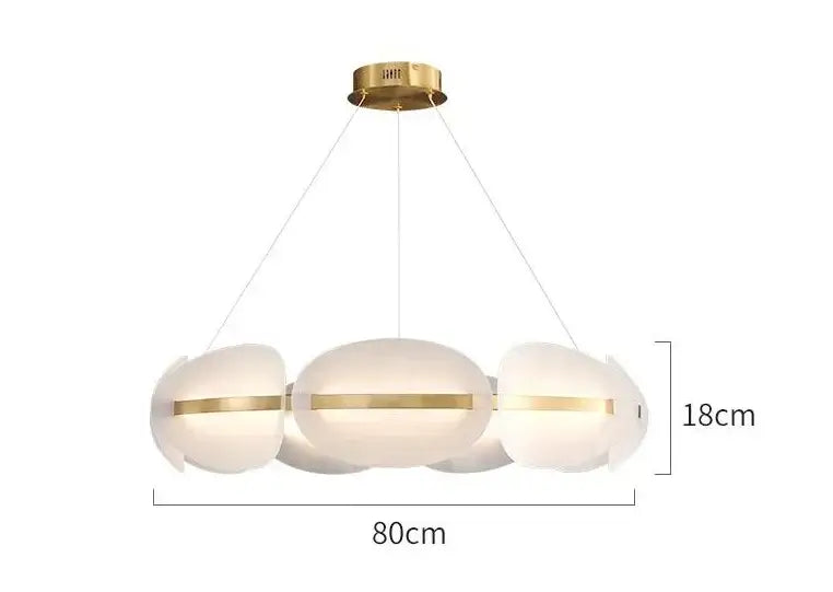 Modern gold acrylic ring chandelier dining room frosted glass light