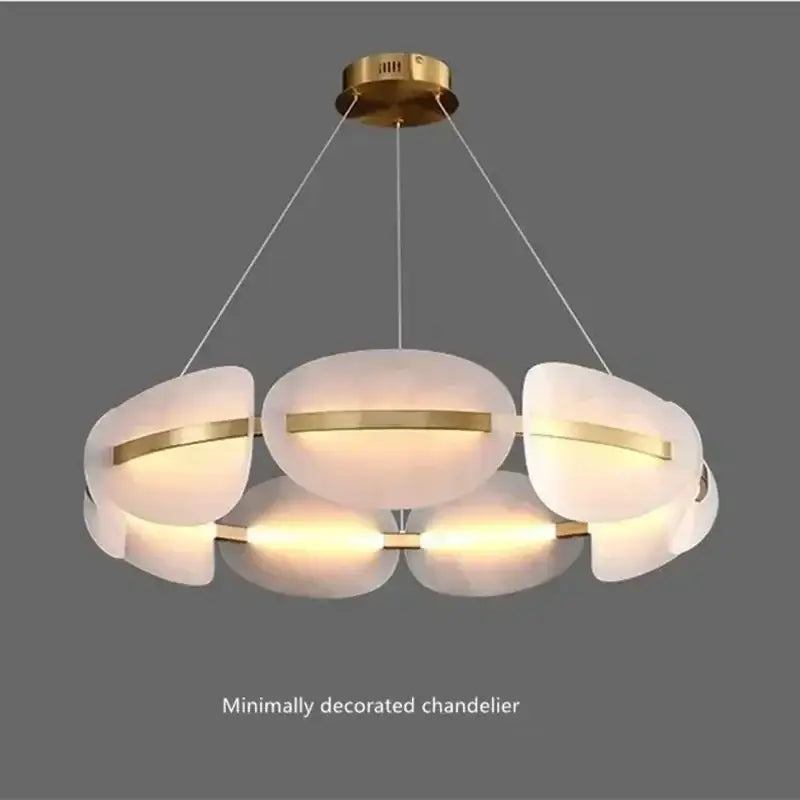 Modern gold acrylic ring chandelier dining room frosted glass light