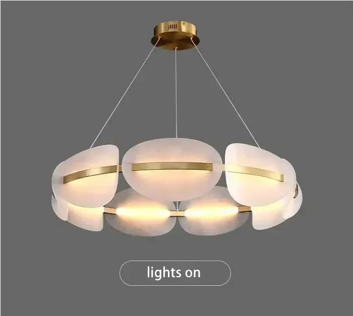 Modern gold acrylic ring chandelier dining room frosted glass light