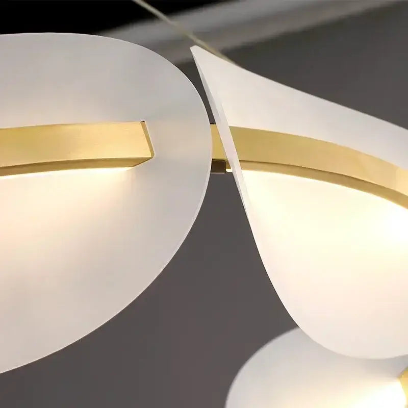 Modern gold acrylic ring chandelier dining room frosted glass light