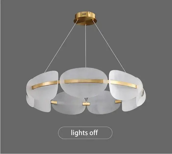 Modern gold acrylic ring chandelier dining room frosted glass light