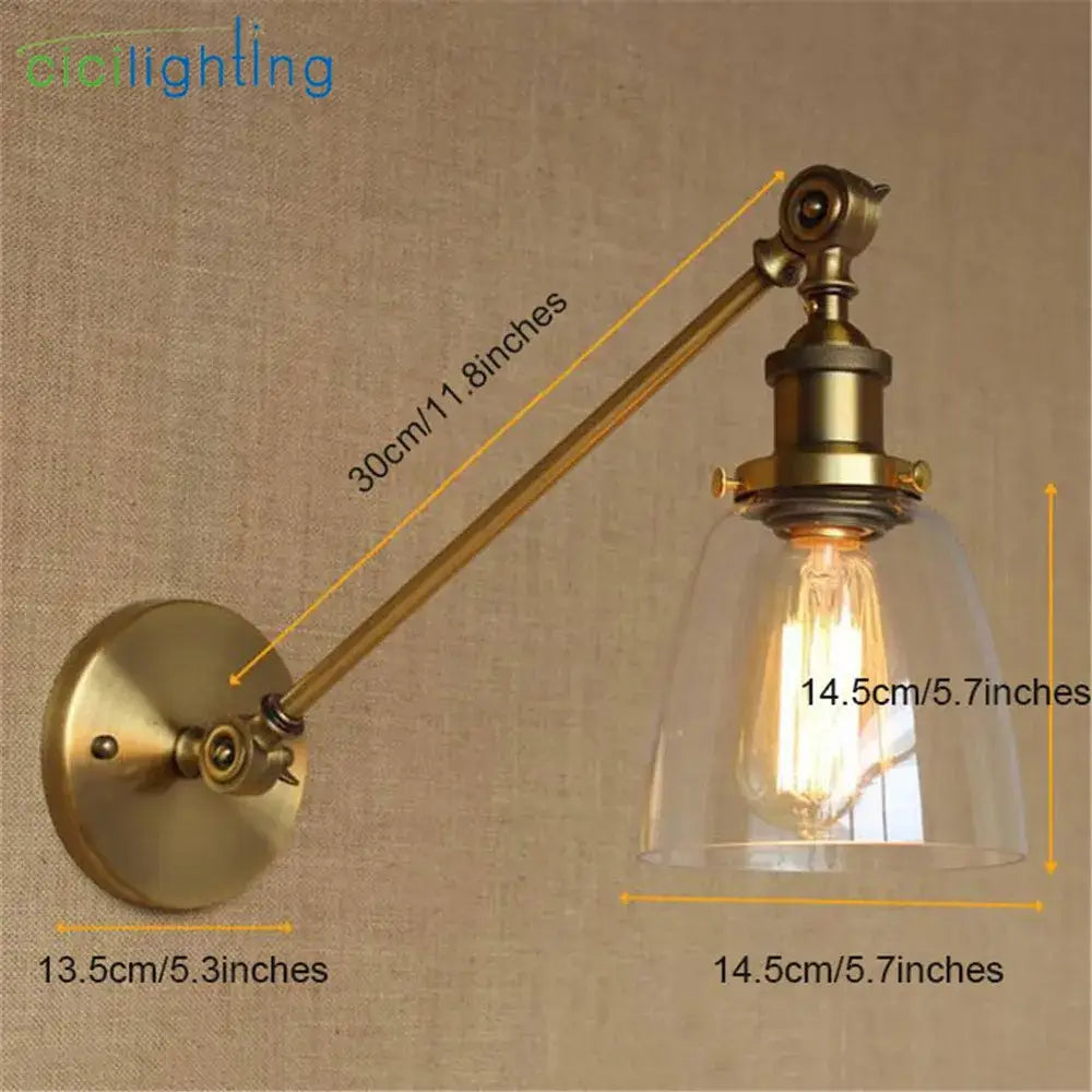 DecorBites™ Brass Copper Wall Sconce Glass Wall Lamp