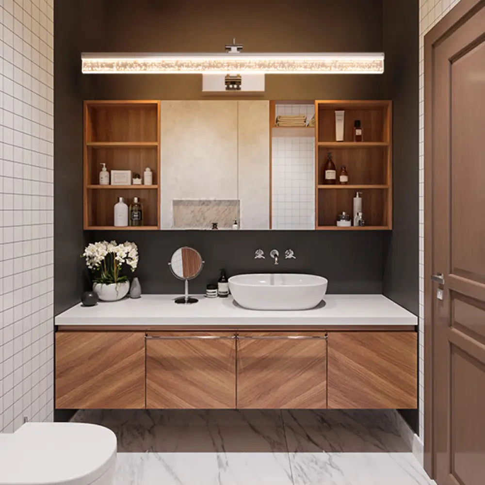 DecorBites™ Adjustable LED Vanity Light in Modern Chrome - Acrylic Linear Design, Warm/White Light Option - 16"/23.5"/31.5" Wide