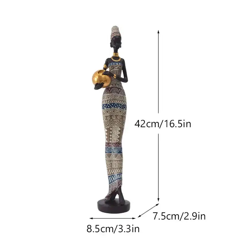DecorBites™ Black Woman Resin Figurine: Exotic Decor for Home Living Room, Bedroom, Desktop
