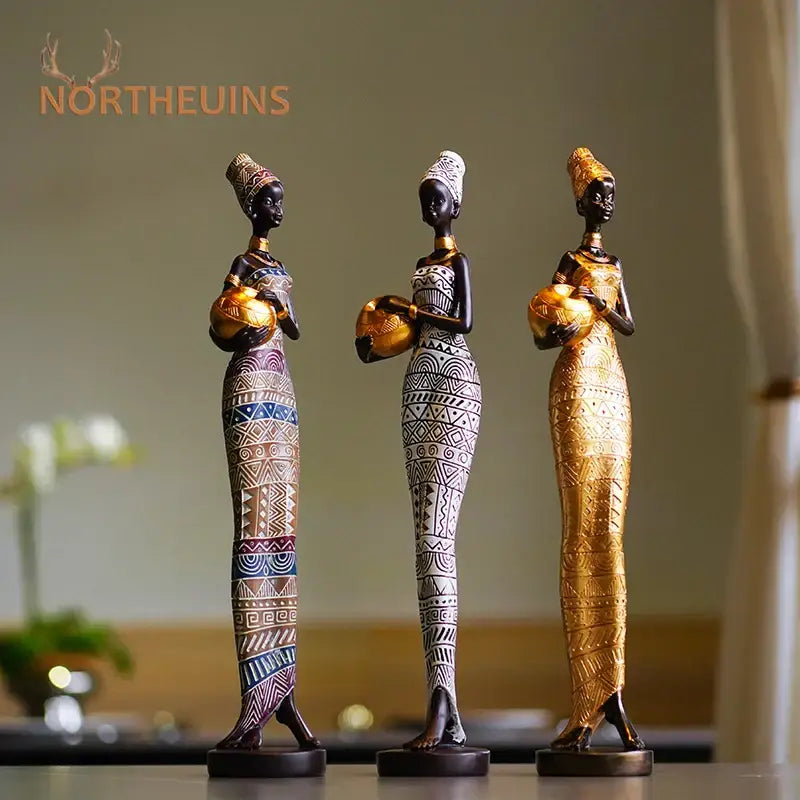 DecorBites™ Black Woman Resin Figurine: Exotic Decor for Home Living Room, Bedroom, Desktop