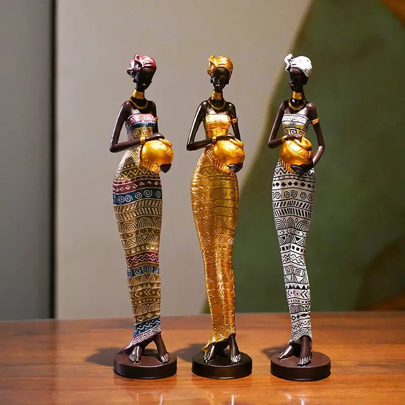 DecorBites™ Black Woman Resin Figurine: Exotic Decor for Home Living Room, Bedroom, Desktop