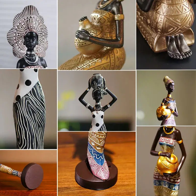 DecorBites™ Black Woman Resin Figurine: Exotic Decor for Home Living Room, Bedroom, Desktop