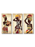 Vibrant ethnic african black woman canvas set living room wall art