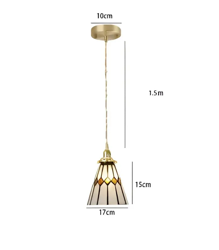 Amber & cream geometric glass pendant light for dining room