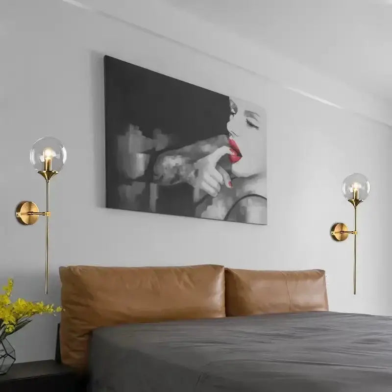 DecorBites™ Glass Ball Sconce Light for Bedroom Living Room