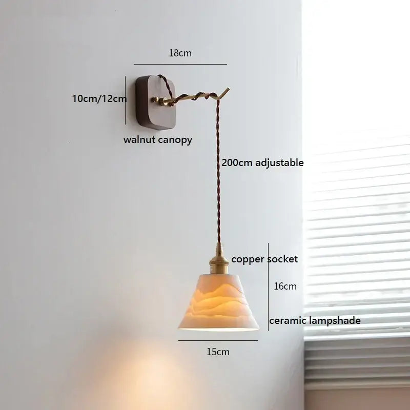 DecorBites™ Ceramic Ball LED Wall Lights with Pull Chain Switch for Bedroom Bathroom