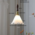 Amber glass led pendant lamp walnut & copper kitchen light