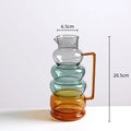 Amber & teal glass bubble ring vase living room flower decor