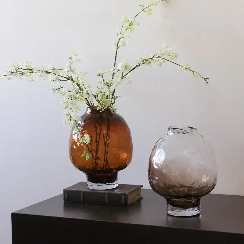 Amber textured decorbites gradient glass vase living room decor
